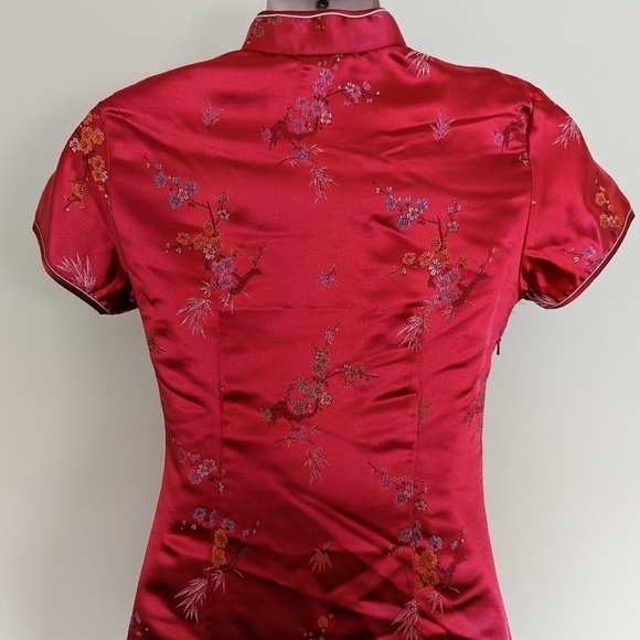 Vintage Chinese cheongsam dress Red women's Small - Picture 6 of 16